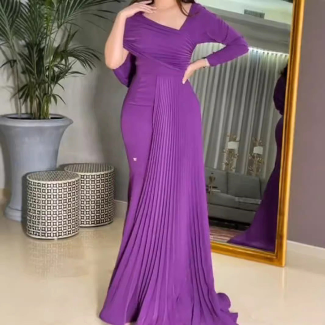 Spring Summer Women Clothing Sexy Pleated Hip Ball Gown Dress Bella Mia