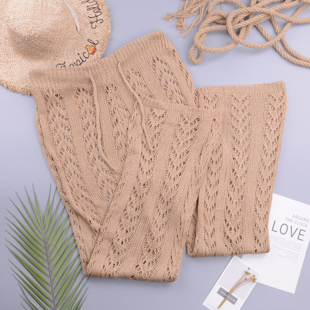 Hollow Out Cutout Out Hand Crochet Loose Wide Trousers Vacation Beach Pants Trousers Bella Mia