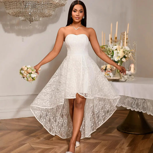 Arrival Sexy Tube Top Dress Jacquard Lace Elegant a Swing Wedding Bridesmaid Dress White Dress Bella Mia