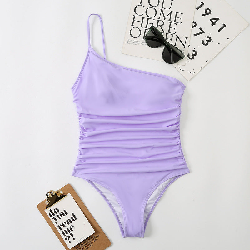 Single Shoulder Suspender Women Triangle One Piece Swimsuit Multi Color Sexy Beach Single Room Swimsuit with Shoulder Straps Bella Mia