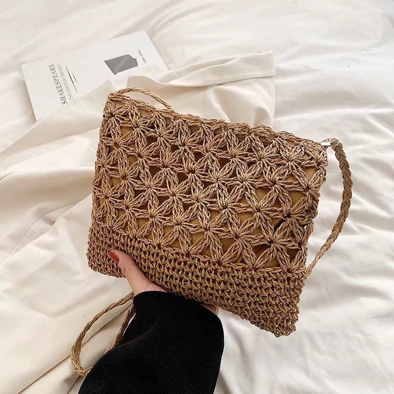 Crossbody Straw Bag Hollow Out Cutout Floral Straw Bag Woven Bag Vacation Beach Bag Change Mobile Phone Bag Bella Mia