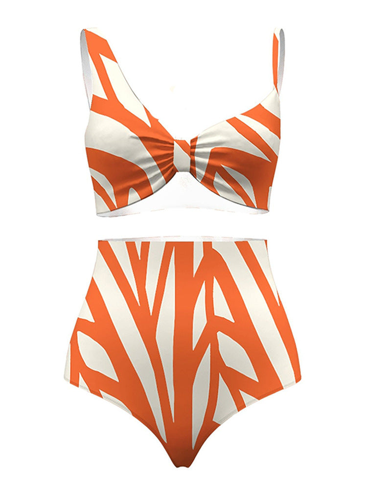 Three Piece Set Split Swimsuit Striped Printed Blouse Sun Protection Swimsuit Bella Mia