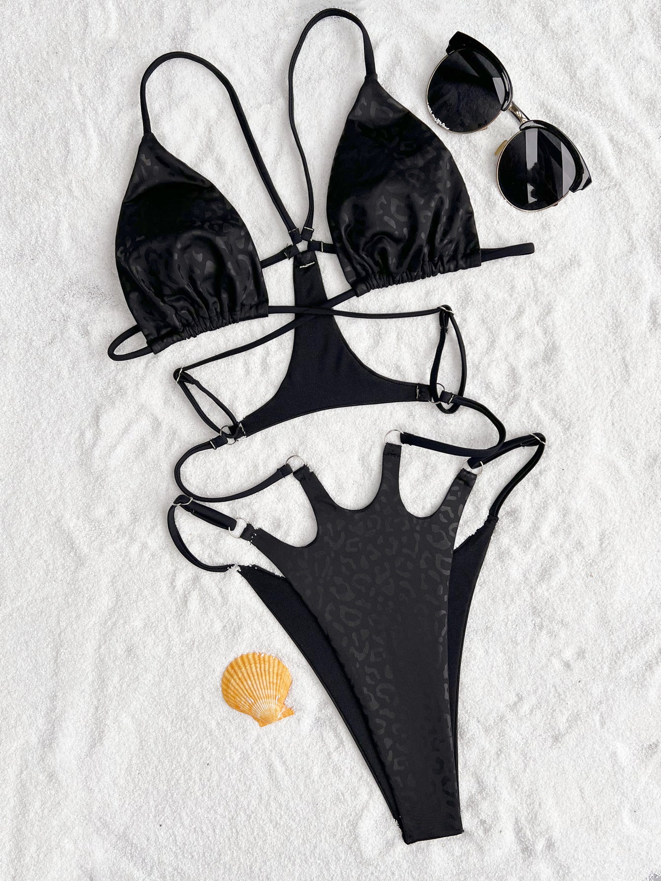 Women Bikini Double One Piece Swimsuit Sexy Bikini Swimsuit Women Backless Swimsuit Solid Color Bella Mia