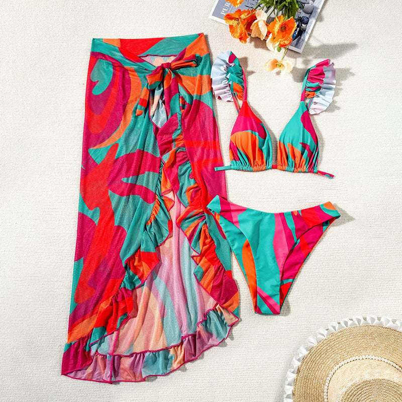 Printed Beach Dress Three Piece Swimsuit Lady Sexy Bikini Spring Swimsuit Bella Mia