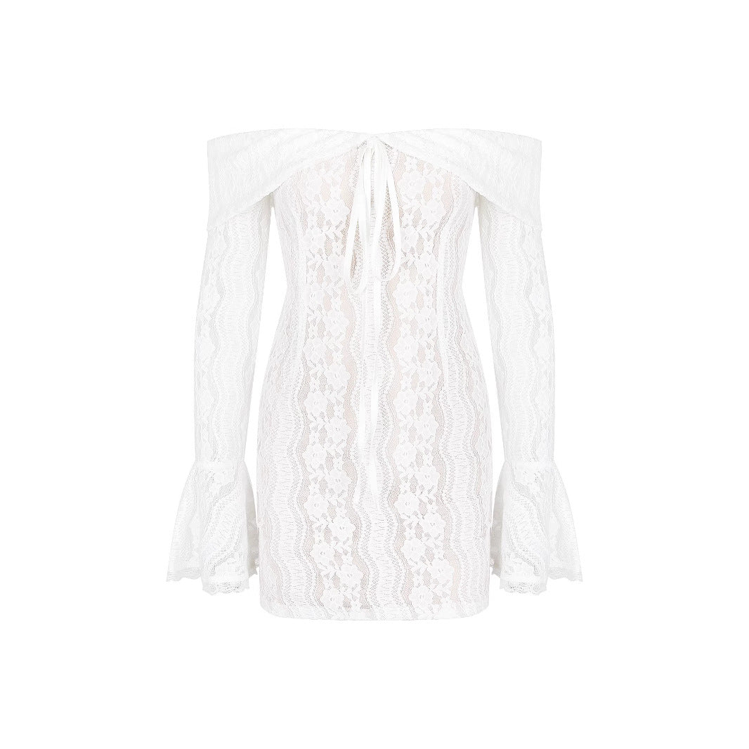 Autumn Elegant Women Lace Long Sleeve off Shoulder Dress Skinny Sheath Autumn Women High Grade Bella Mia