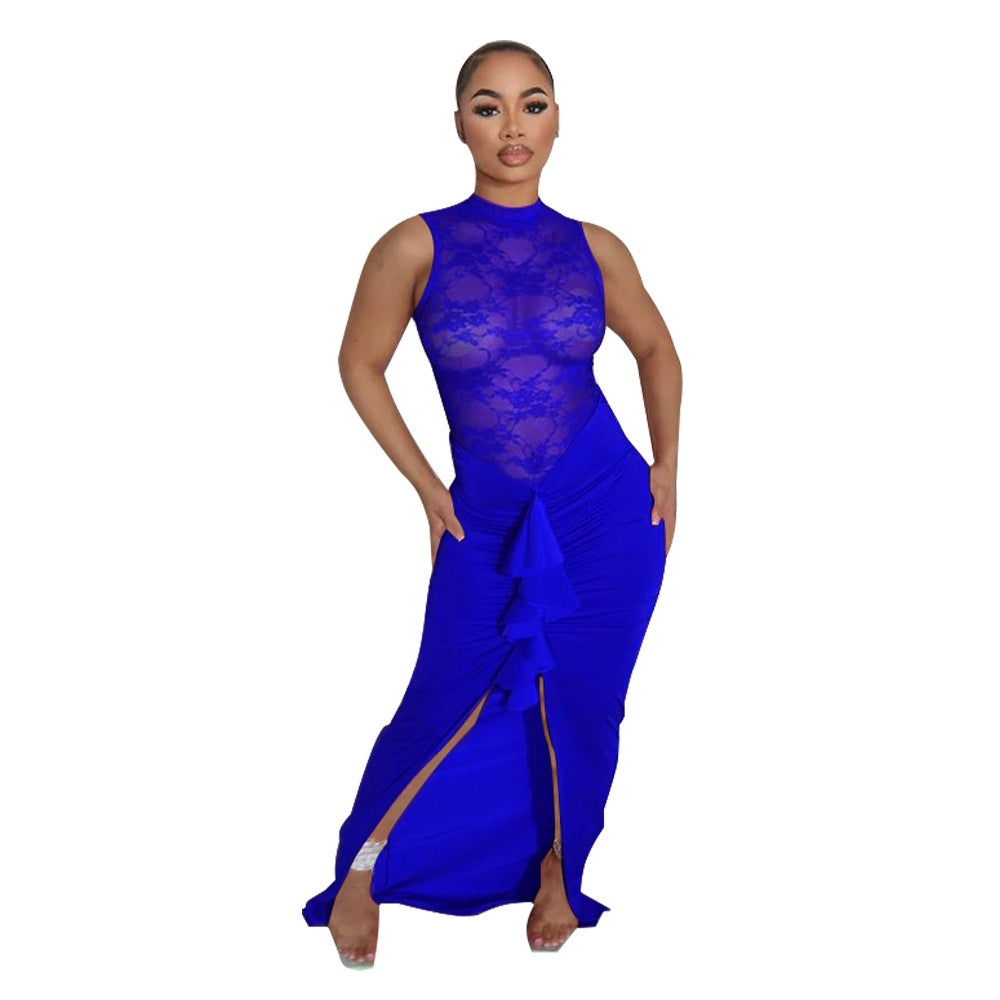 Sexy Women Clothing Sexy See through Lace Stitching Fishtail Dress Bella Mia