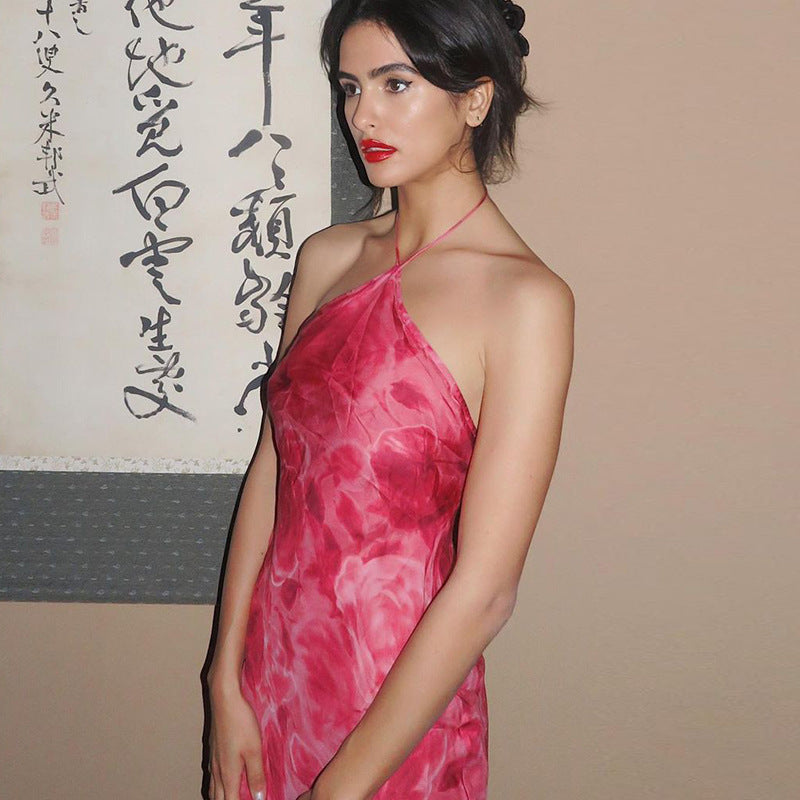 Summer Popular Women Halter Wrapped Chest Printed Dress Women Bella Mia