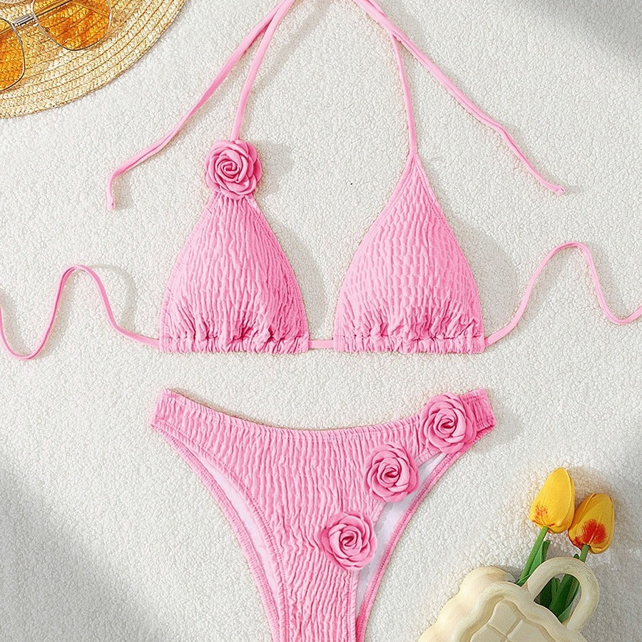 Bandage Sexy Split Swimsuit 3D Three Dimensional Floral Bikini Women Surfing Beach Wear Bella Mia