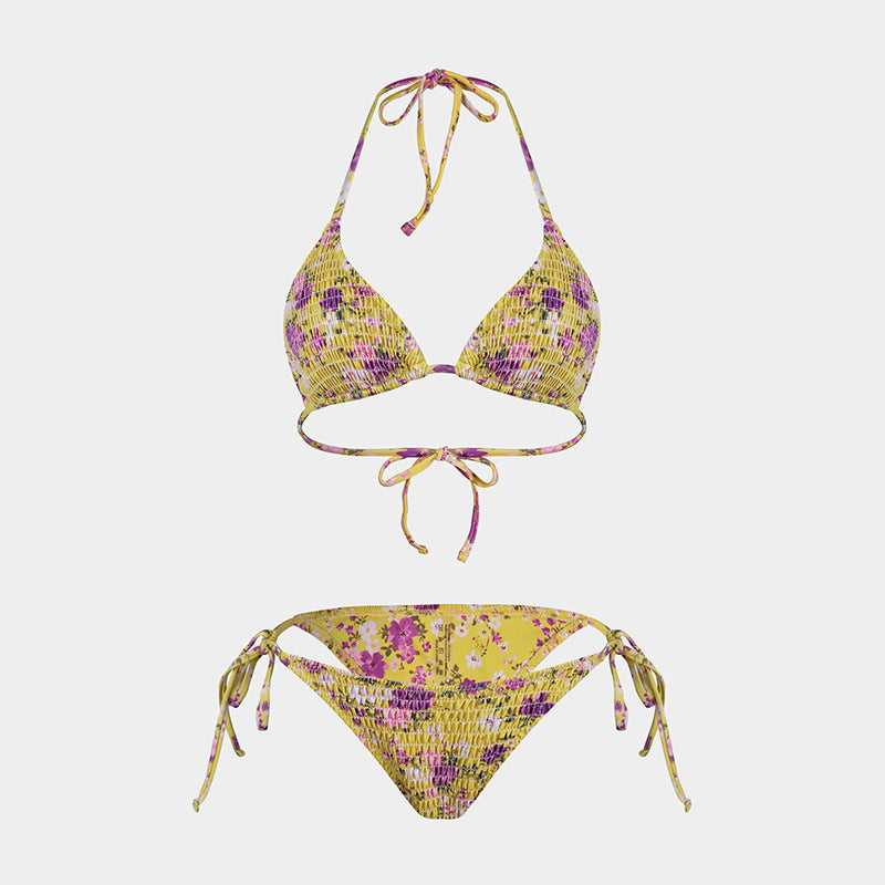 Printed Bikini Three Piece Gauze Skirt Split Sexy Vacation Bikini Swimsuit Bella Mia