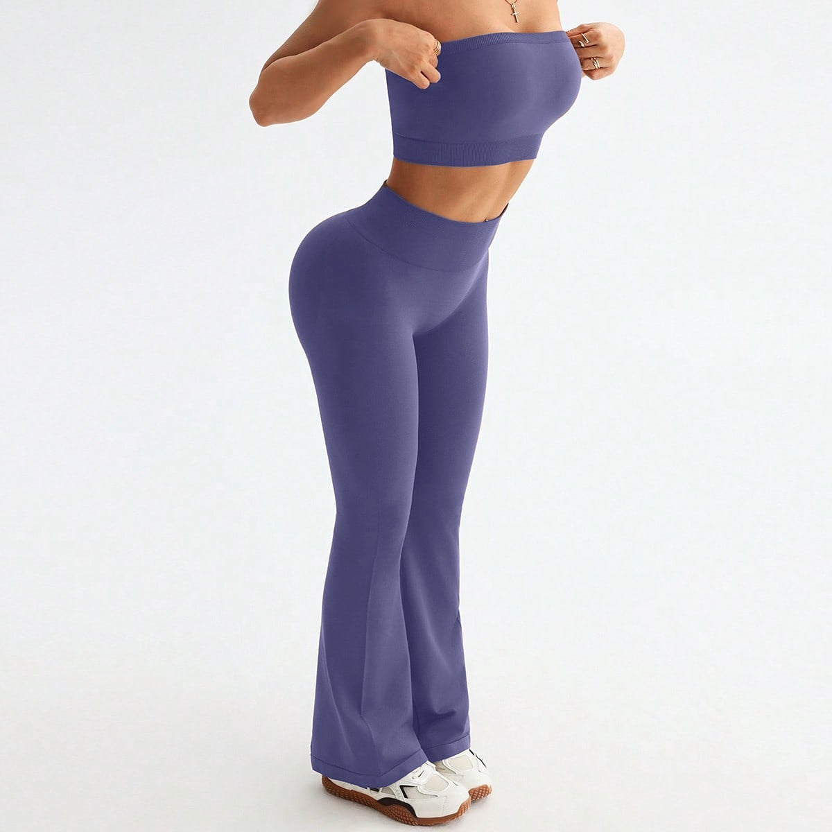 Vest Wide Leg Tight Seamless Hip Lifting Yoga Bell Bottom Pants Two Piece Sets Abdominal Shaping High Waist Bootcut Casual Exercise Yoga Clothes Bella Mia