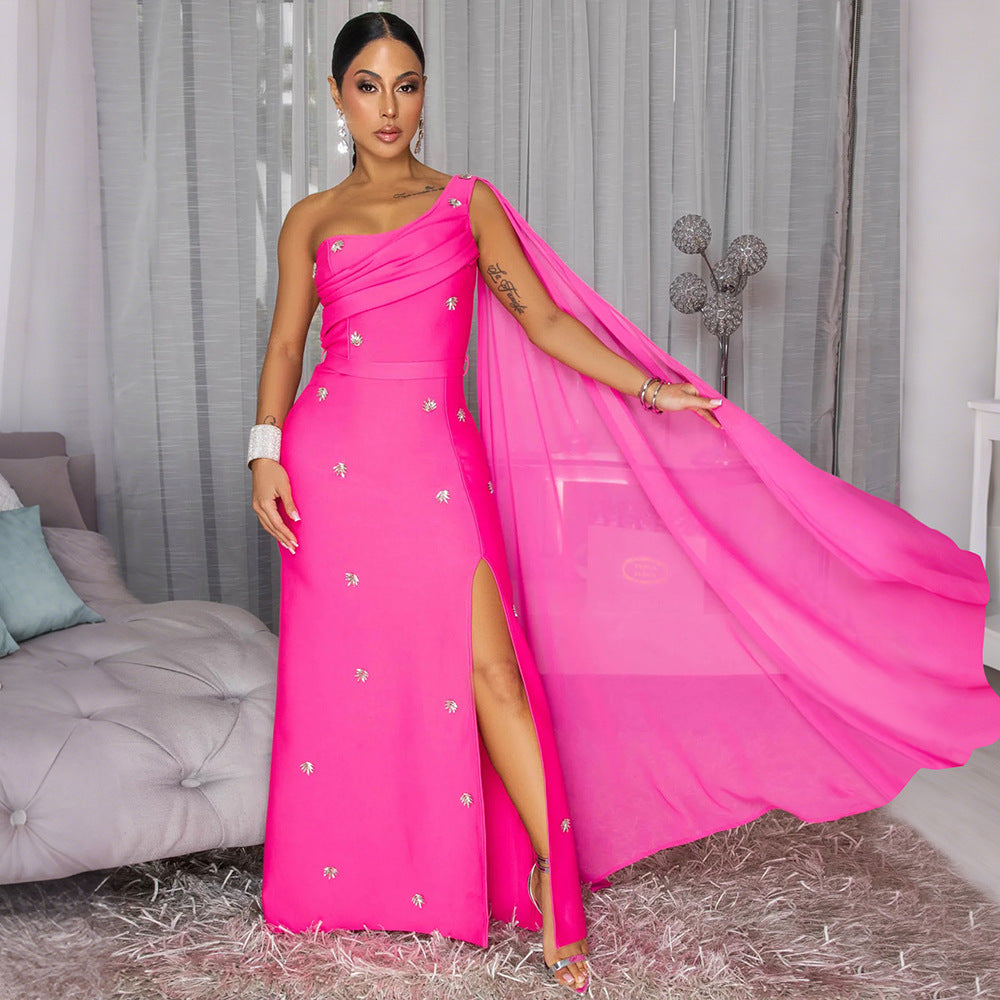 Women Clothing Split Cloak Dress Sleeveless Dress
