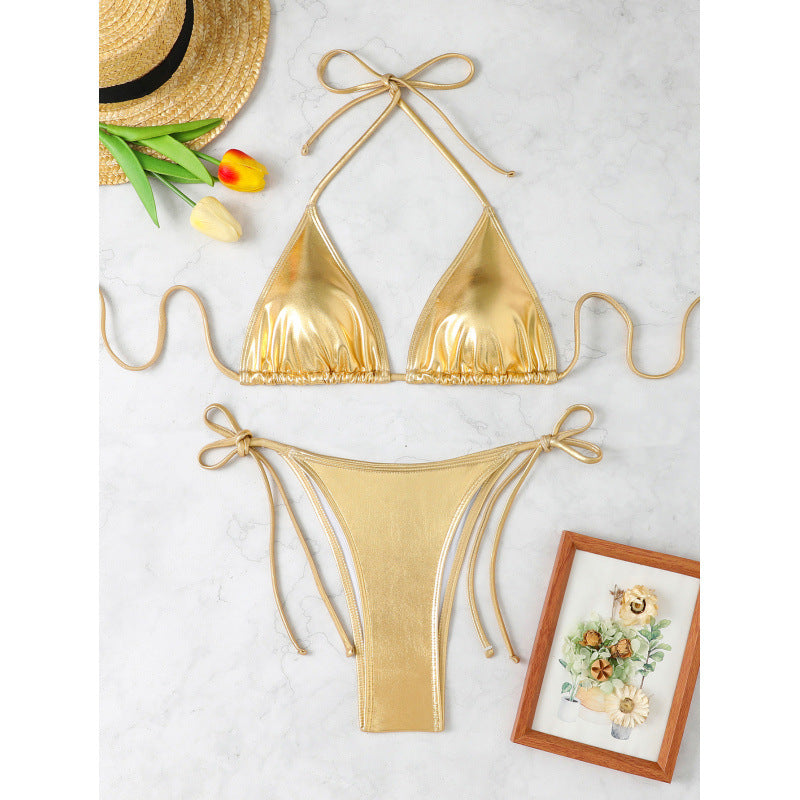 Bikini Sexy Slim Fit Shiny Surface Sexy Nightclub Bikini Swimming Swimwear Women Split Bella Mia