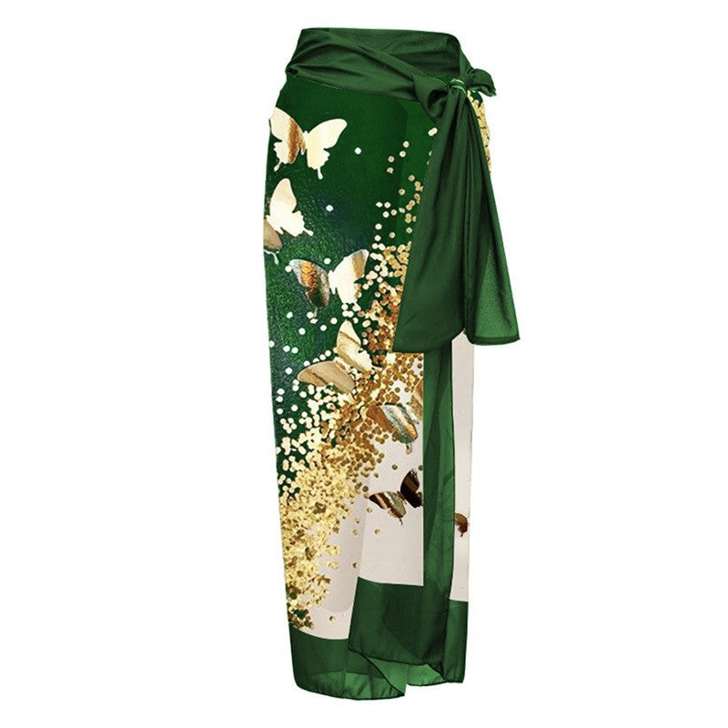 Sexy Siamese Conservative Cover Belly Thin Swimsuit Spring Bathing Suit Women Chiffon Beach Dress Bella Mia