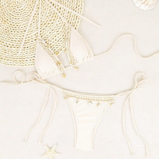 Lace Wilhelmy Shell Bikini Pink Three Point Bikini Split Swimsuit Bella Mia