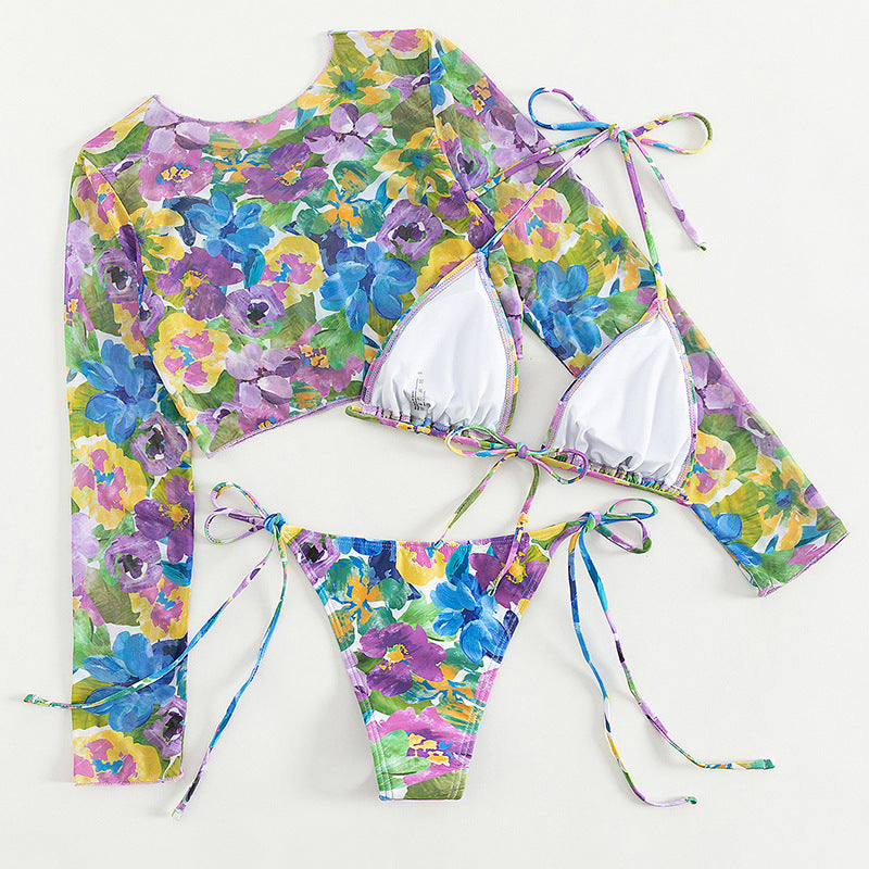 Years Swimwear Long Sleeve Two Piece Swimsuit Cropped Outfit Printed Lady Sexy Swimsuit Bella Mia