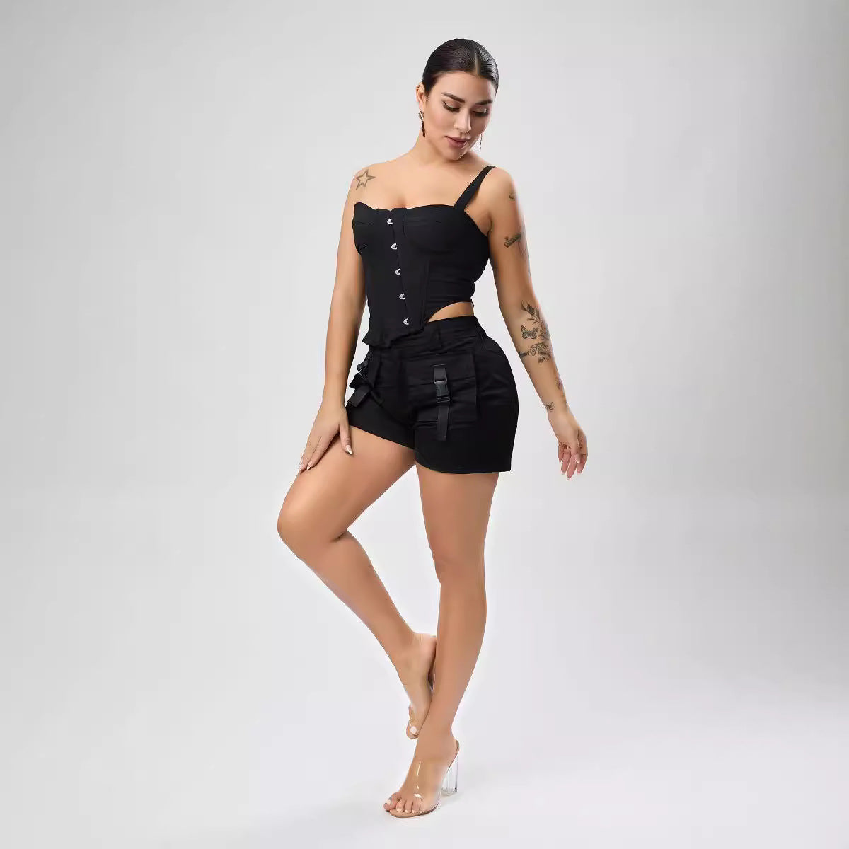 Sexy Non Stretch One Shoulder Top Lace up Single Breasted Boning Corset Irregular Asymmetric Vest Bella Mia
