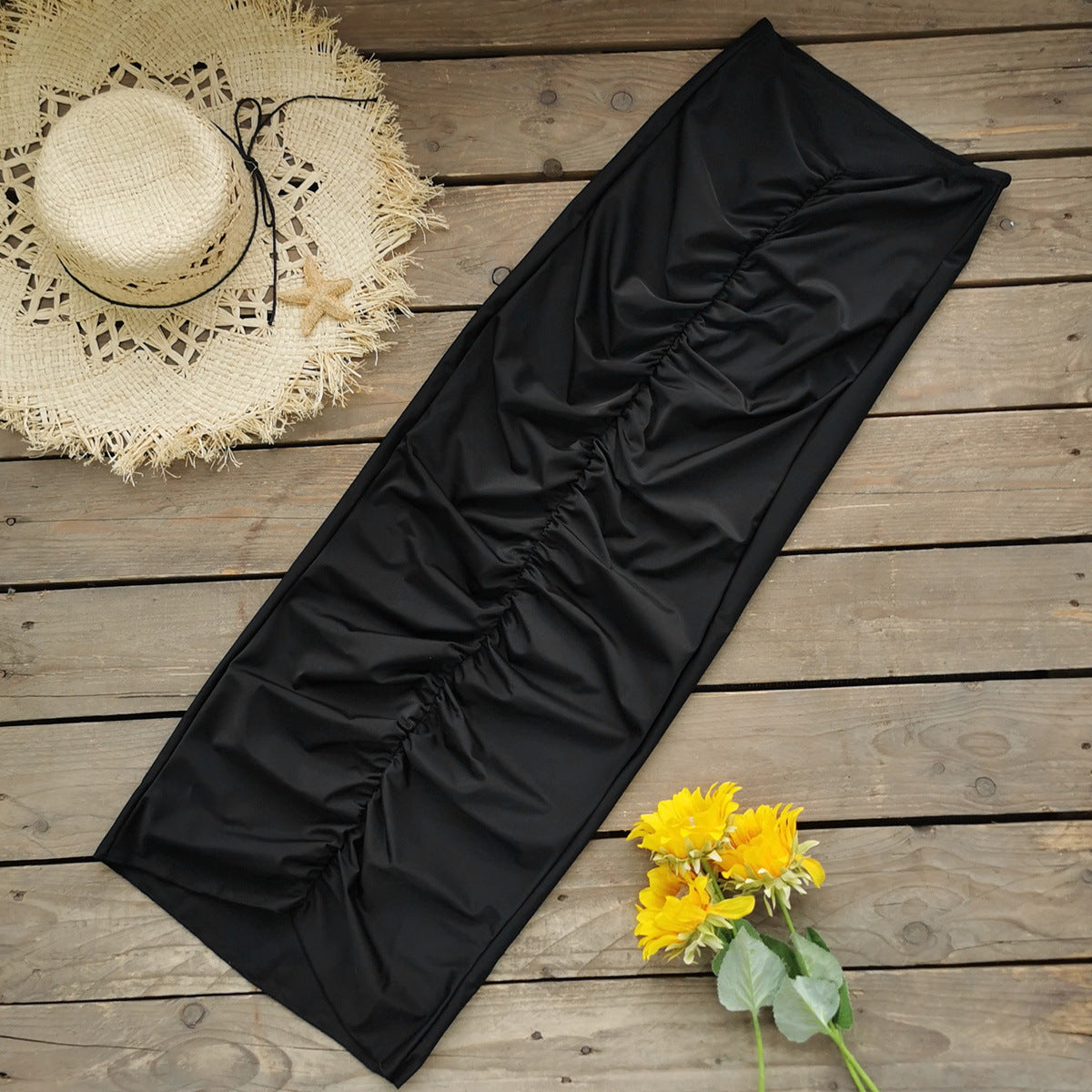 Pure Black Tube Top One Piece High Waist Bikini Swimsuit Women Sexy Backless Bella Mia