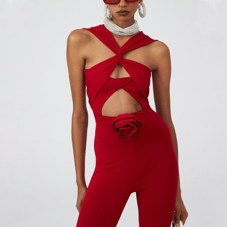 Sexy Hollow Out Cutout One Piece Swimsuit Women Red Rose Set Bella Mia