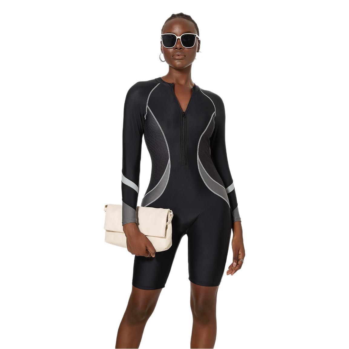 Sports Swimsuit Women Diving Long Sleeve Spring Swimsuit Textured One Piece Swimsuit Women Bella Mia