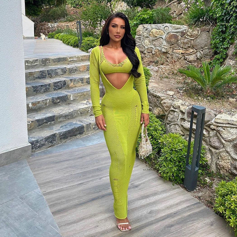 Summer Beach Suit Solid Color Sexy Knitted Beach Bikini Swimsuit Blouse Sun Protective Clothing Bella Mia