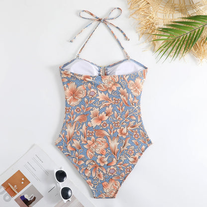 Printing Sexy Retro One Piece Women Swimsuit Suit Belly Covering Slimming Swimsuit Vacation