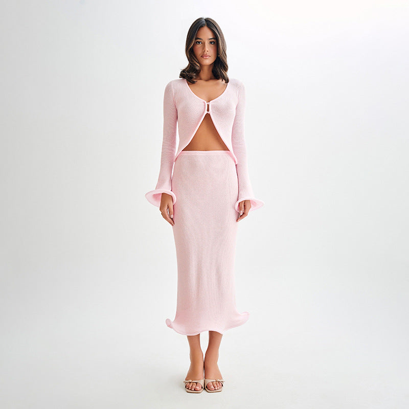 Autumn Beach Suit Women Solid Color Sexy Knitted Hollow Out Cutout Beach Bikini Swimsuit Outwear Bella Mia