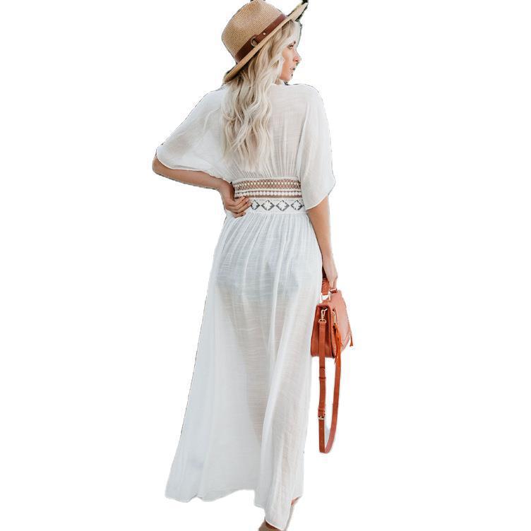 Summer Popular Beach Cover-up Hollow Out Cutout Lace Cardigan Vacation Clothes Women Skirt Bella Mia