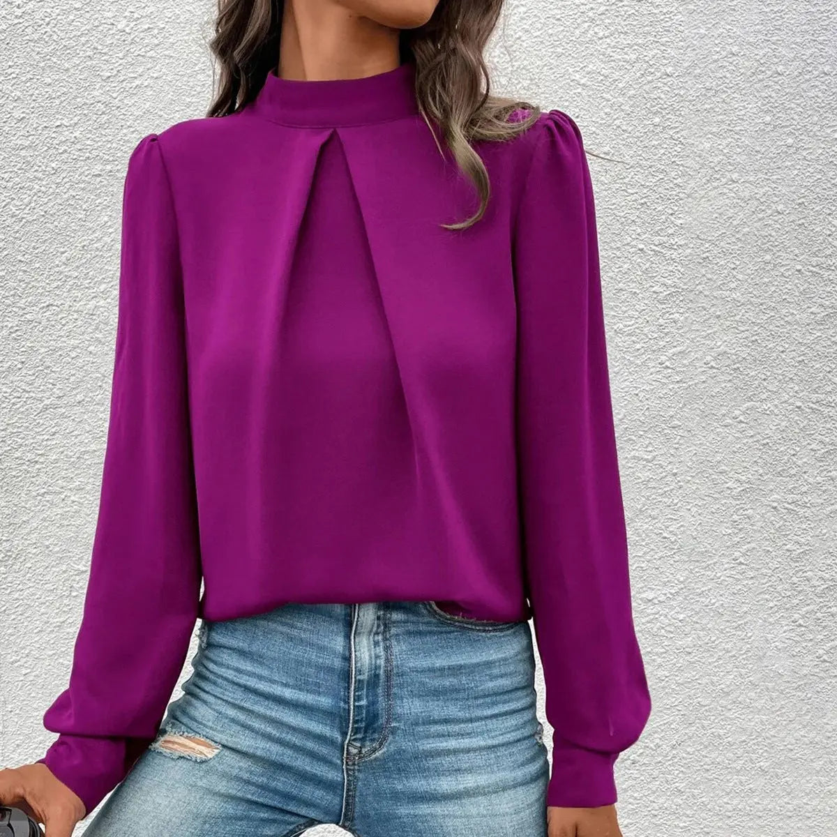 Women Clothing Spring Summer Long Sleeve Satin Top Shirt Bella Mia