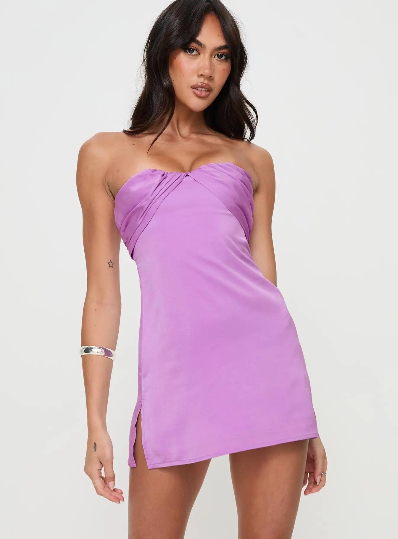 Summer in Sexy Mature Word Collar Corsage Tube Top Backless Purple Dress Bella Mia