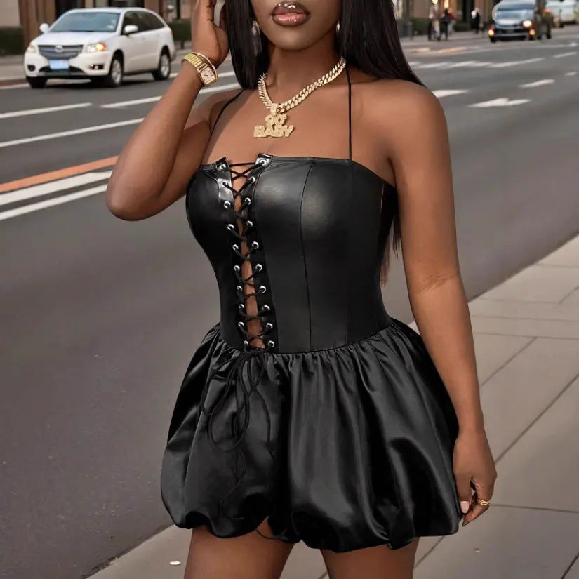 Tube Top Sexy Backless Waist Trimming Bud Swing Dress Women Elegant Dress Bella Mia