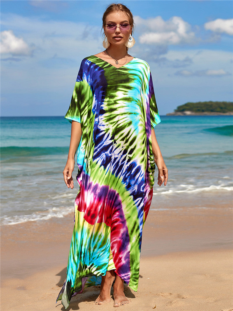 New Positioning Printing Beach Cover-up Sexy Cardigan Dress Beach Cover Up Bella Mia