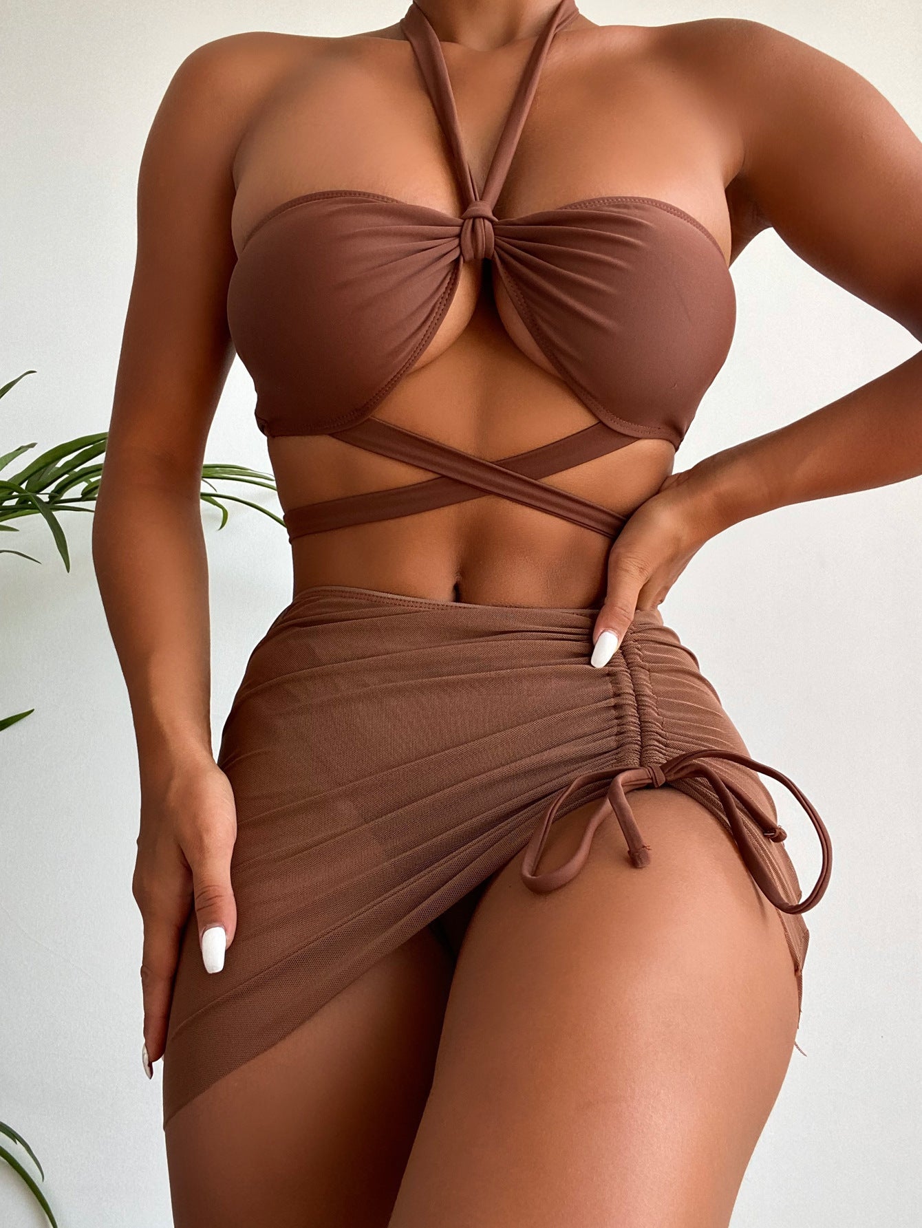 Bikini Solid Color Three Piece Split Swimsuit Bikini Bella Mia