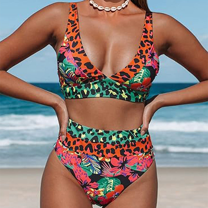 Printing Sexy Gather Backless Split Women Bikini Swimwear Swimsuit Bella Mia