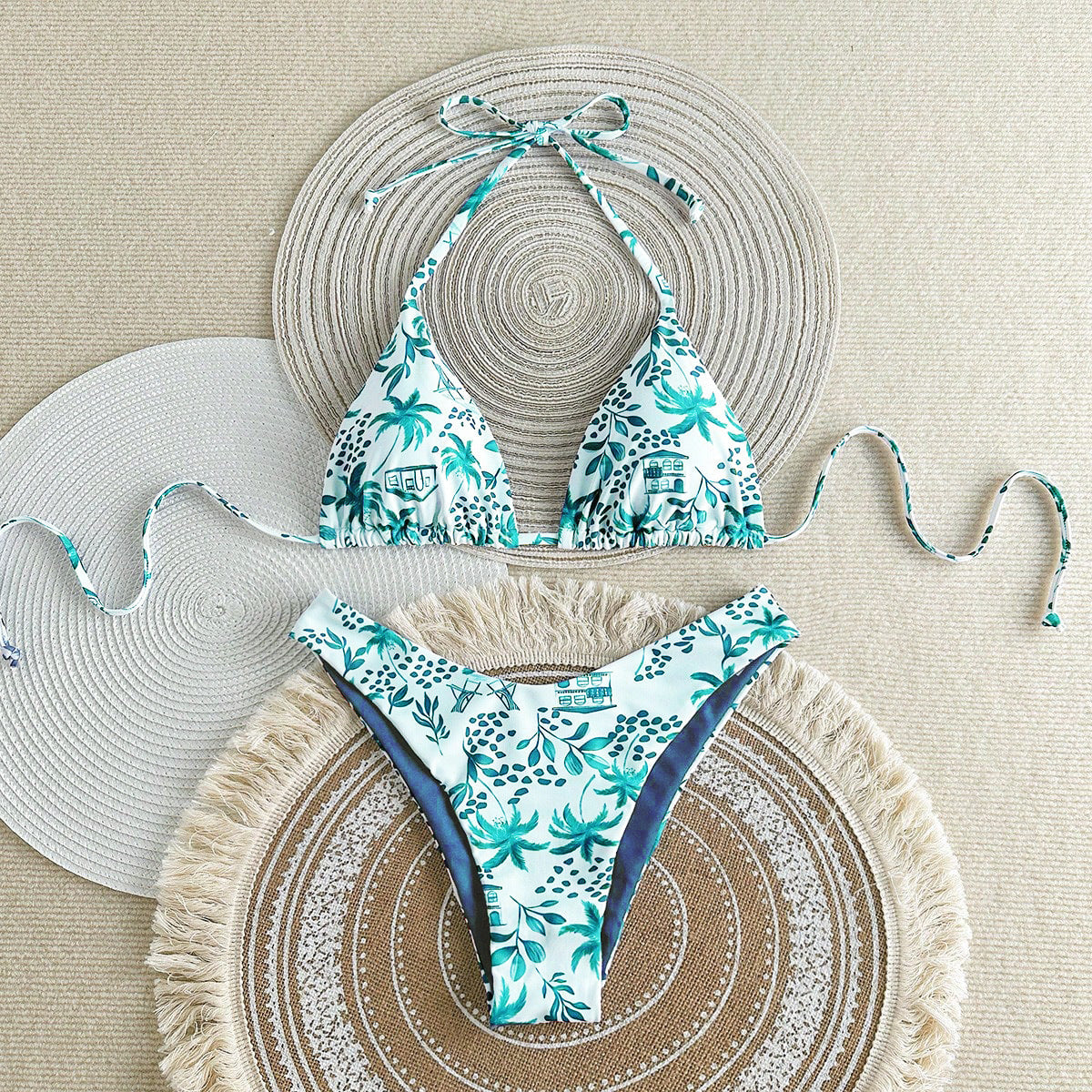 Split Swimsuit Sexy Women Fission Swimsuit Tropical Leaf Printed Swimsuit Bella Mia