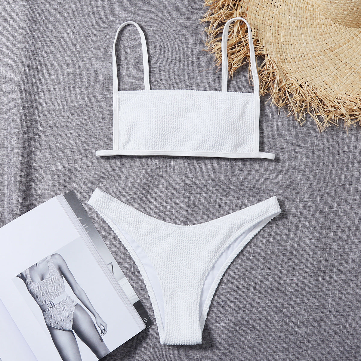 Solid Color Swimwear Sexy Low Waist Bikini Lady Simple Split Swimsuit Bella Mia