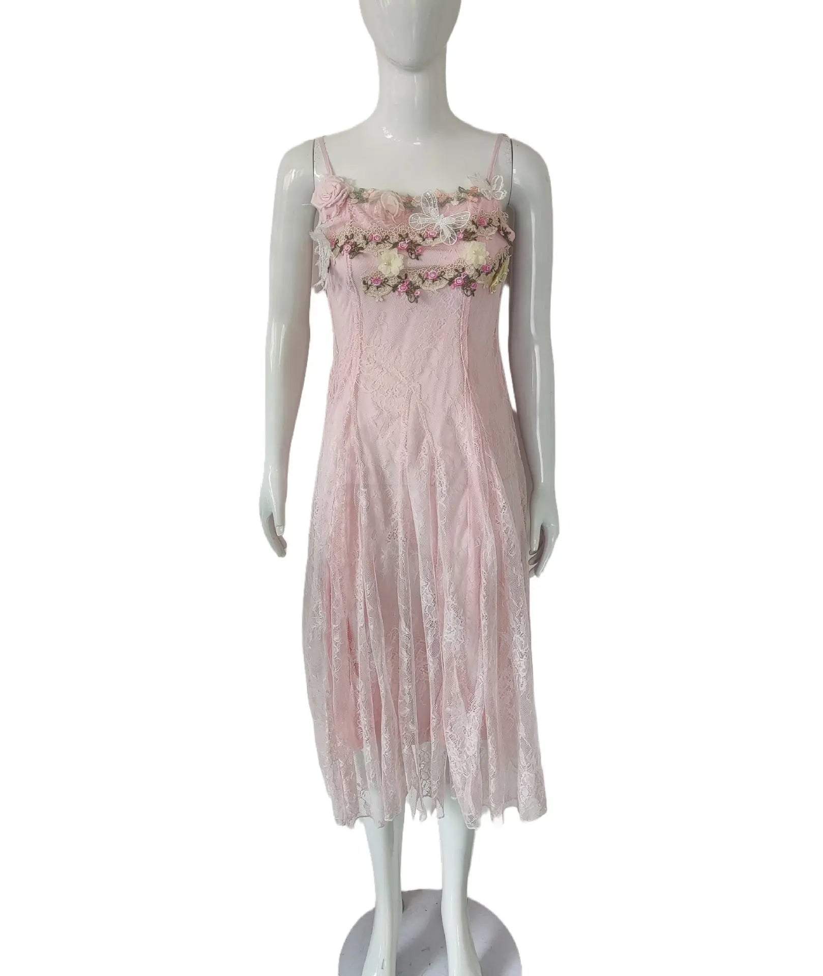 Summer Women Long Dress Waist Tight Slim Fit Sweet Heavy Industry Three Dimensional Floral Long Straps Tulle Dress Women Bella Mia