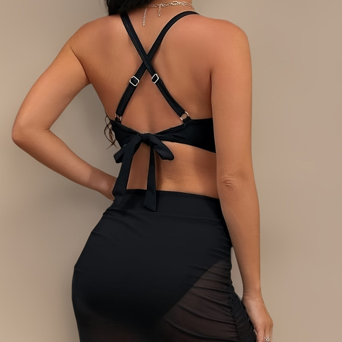 Women Sexy Back Cross Strap Halter Bikini Swimsuit Bella Mia