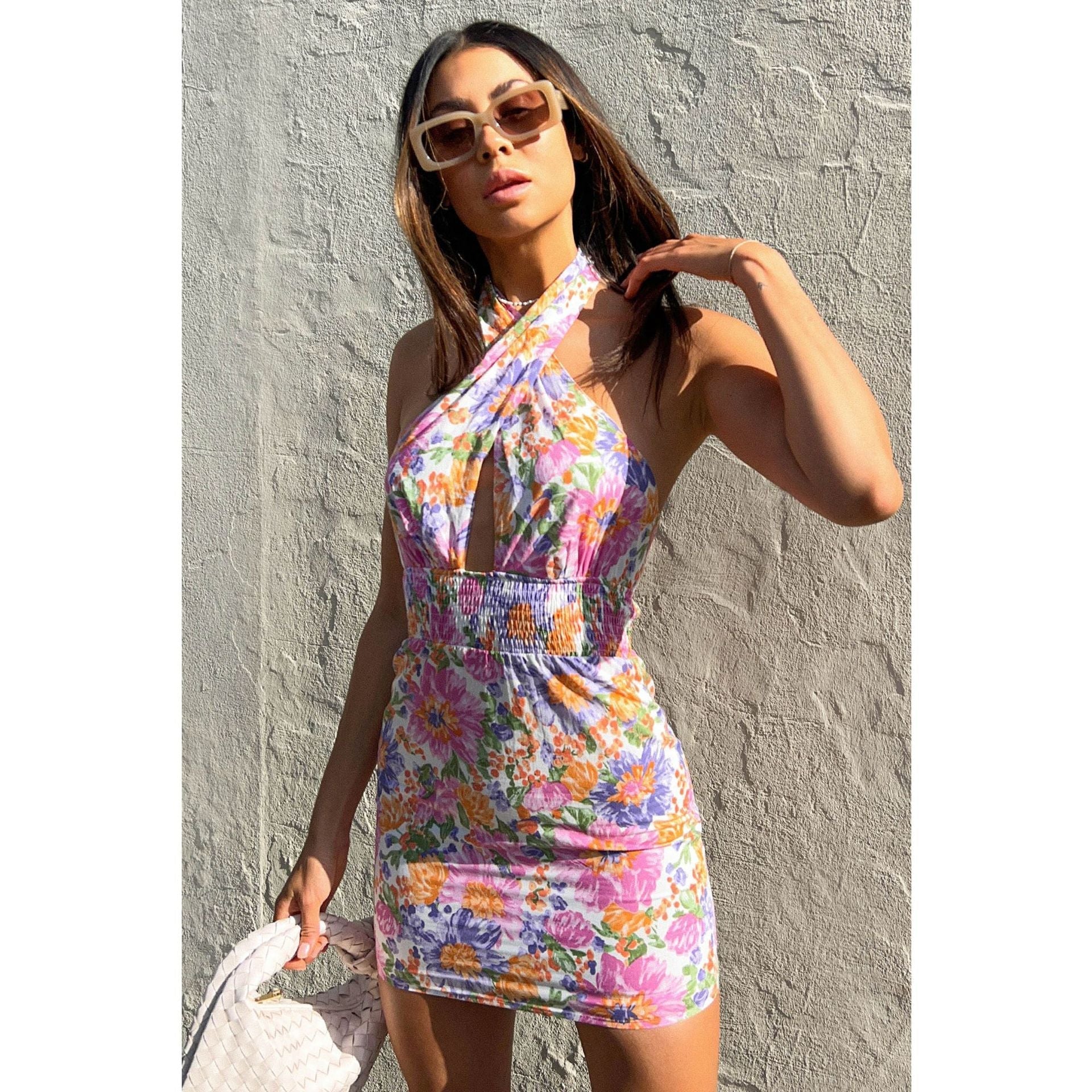 Spring Summer Sexy Halter Small Floral Dress Casual Backless Dress Bella Mia