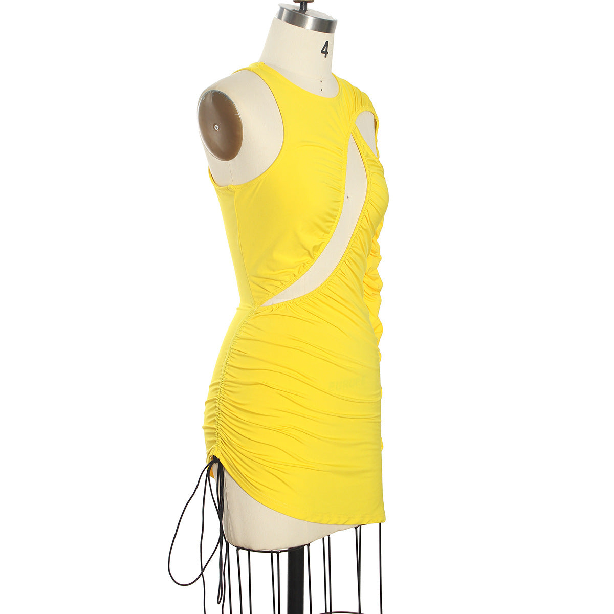 Spring Summer Niche Design Sexy Irregular Asymmetric Pleated Sexy Single Sleeve Dress Women Clothing Bella Mia