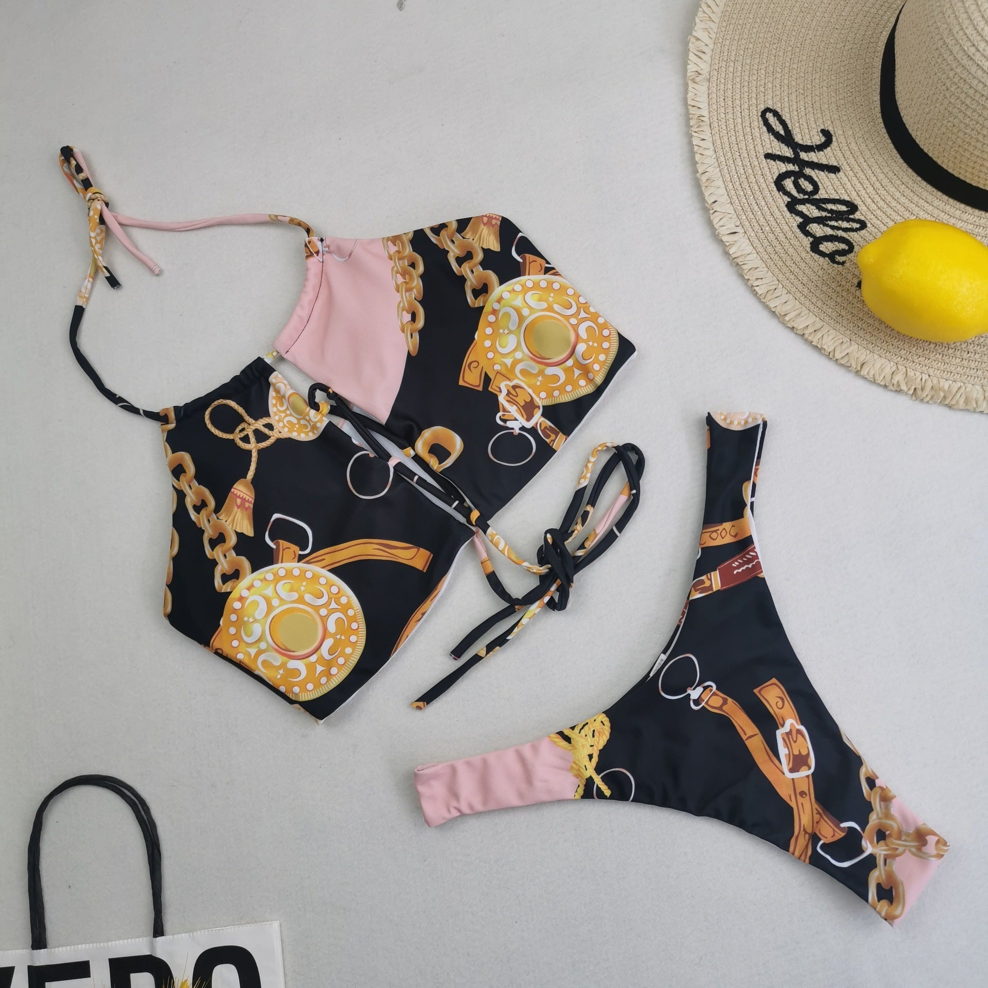 New Bikini Three Piece Swimsuit Women Sexy High Waist Printed Swimsuit Skirt Baroque Bella Mia