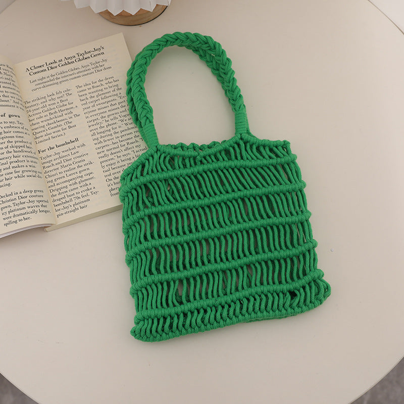Fresh Hollow Out Cutout Cotton Thread Woven Bag Summer Idle Mesh Straw Bag Women Bag Seaside Vacation Beach Bag Bella Mia