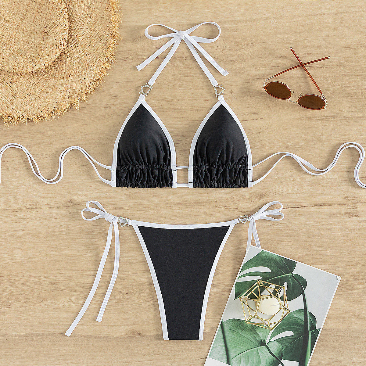 Bikini Color Matching Lace up T Back Sexy Split Bikini Swimwear Swimsuit Women Bella Mia