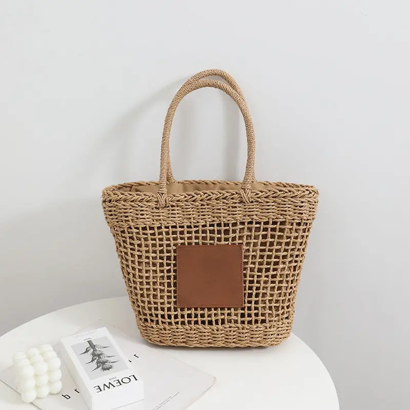 Niche Thailand Straw Bag Retro One Shoulder Portable Hollow Out Cutout Woven Bag Women Seaside Vacation Beach Bag Bella Mia