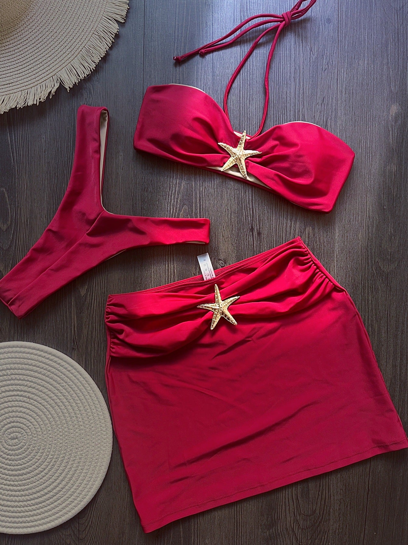 Sling Three Piece Sets Bikini Sexy Bikini Solid Color Split Swimsuit Bikini Bella Mia