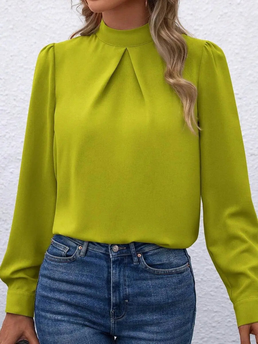 Women Clothing Spring Summer Long Sleeve Satin Top Shirt Bella Mia