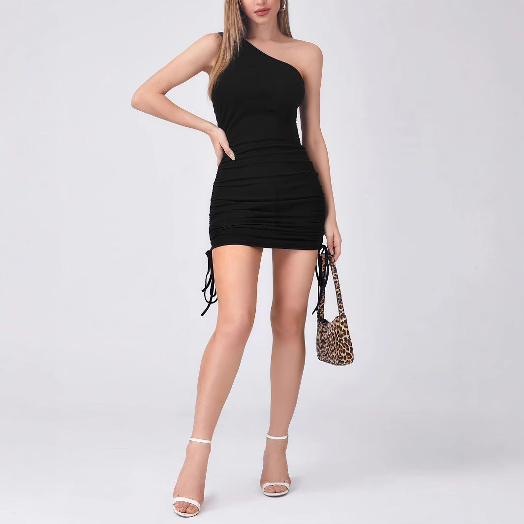 Women Clothing Summer Sexy One Shoulder Sleeveless Sexy Dress Bella Mia