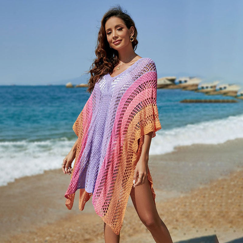Women Hollow Out Cutout Knitted Sun Protection Shirt Bikini Swimsuit Outwear Overclothes Sexy Loose Pullover Beach Cover up Crochet hook Bella Mia
