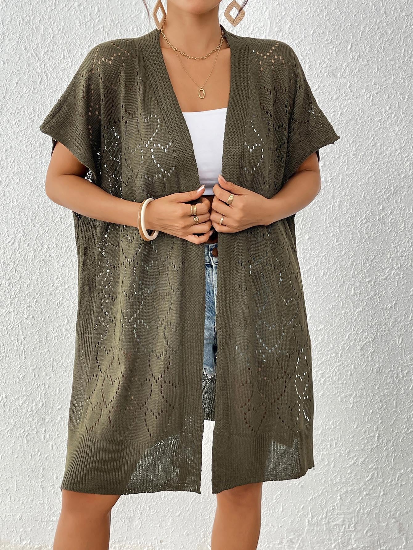 Women Clothing Love Jacquard Woven Shirt Beach Bikini Sun Protective Blouse Loose Cardigan Bella Mia