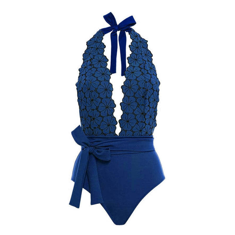 Women One Piece Swimming Bandage Women Tight Retro Printed Bikini Swimsuit Chiffon Skirt Set Bella Mia