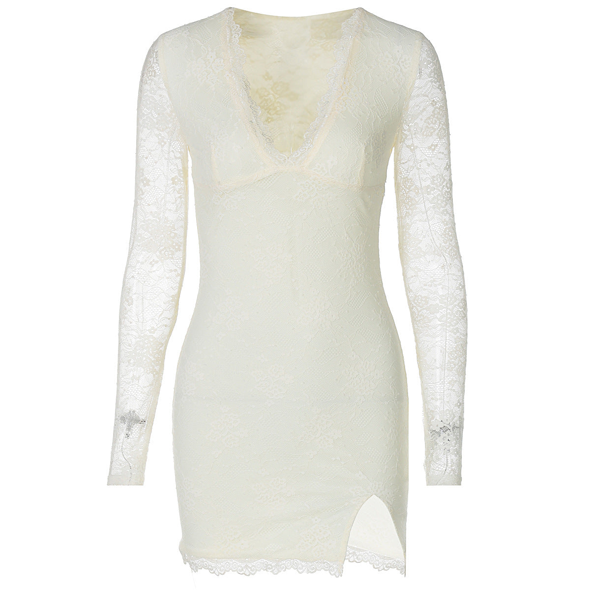 Women Clothing Autumn Winter Sexy Mesh Stitching Long Sleeve Narrow Dress Bella Mia